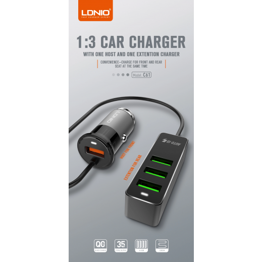 LDNIO Car Charger with 4 USB 3.4A - Image 4