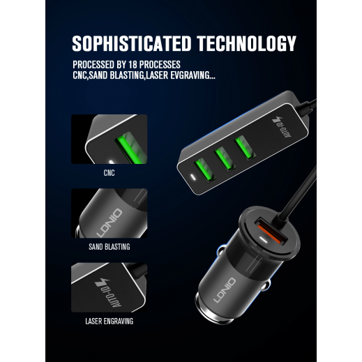 LDNIO Car Charger with 4 USB 3.4A - Image 5