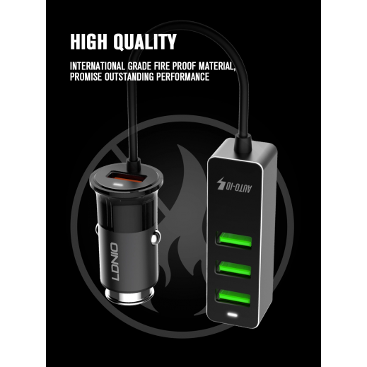 LDNIO Car Charger with 4 USB 3.4A - Image 6