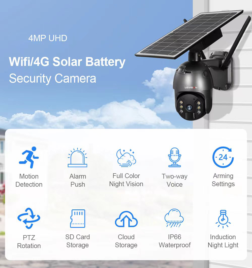 HI-TEX 5MP Solar light Outdoor Smart 4G Camera, with Night Vision – Black - Image 2