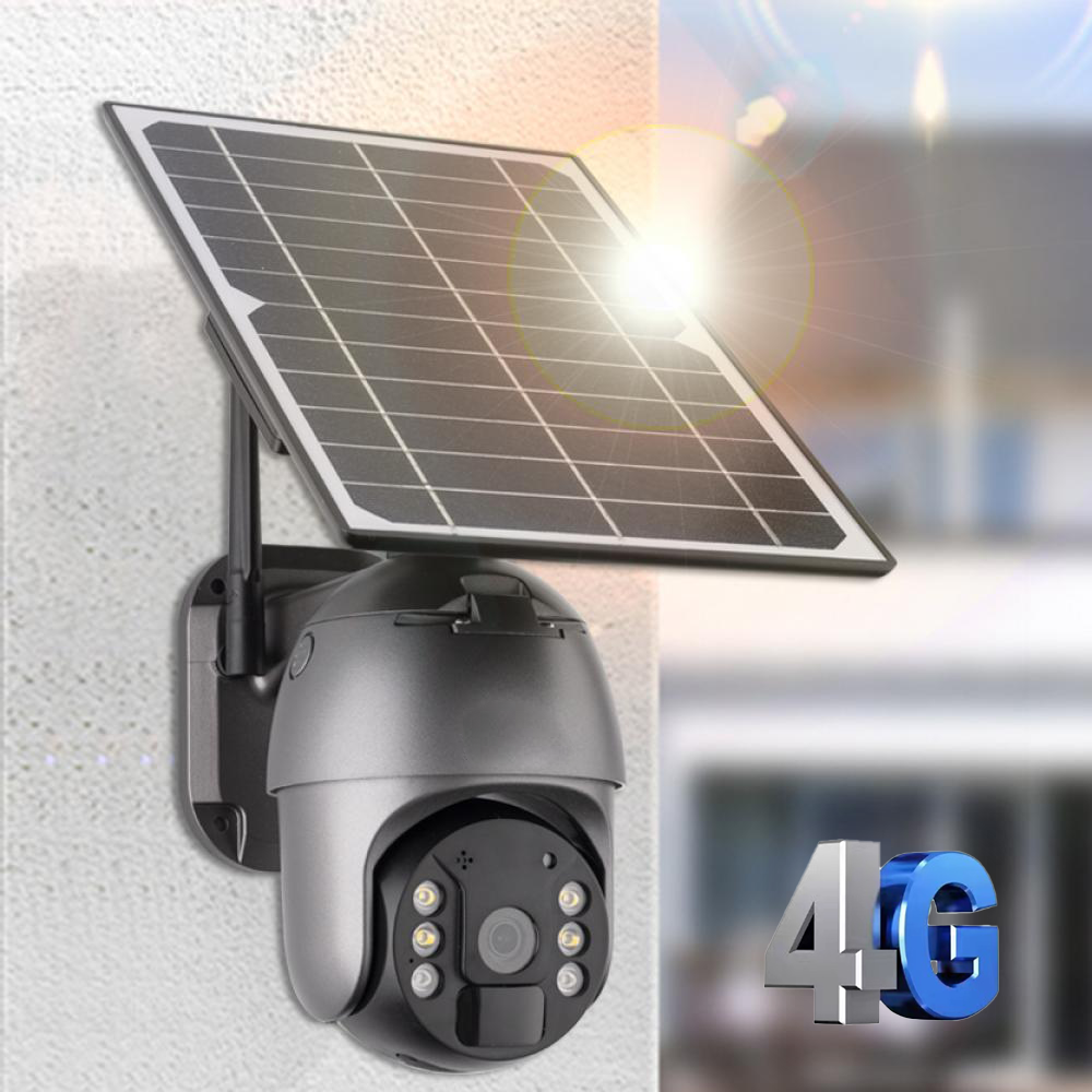 HI-TEX 5MP Solar light Outdoor Smart 4G Camera, with Night Vision – Black