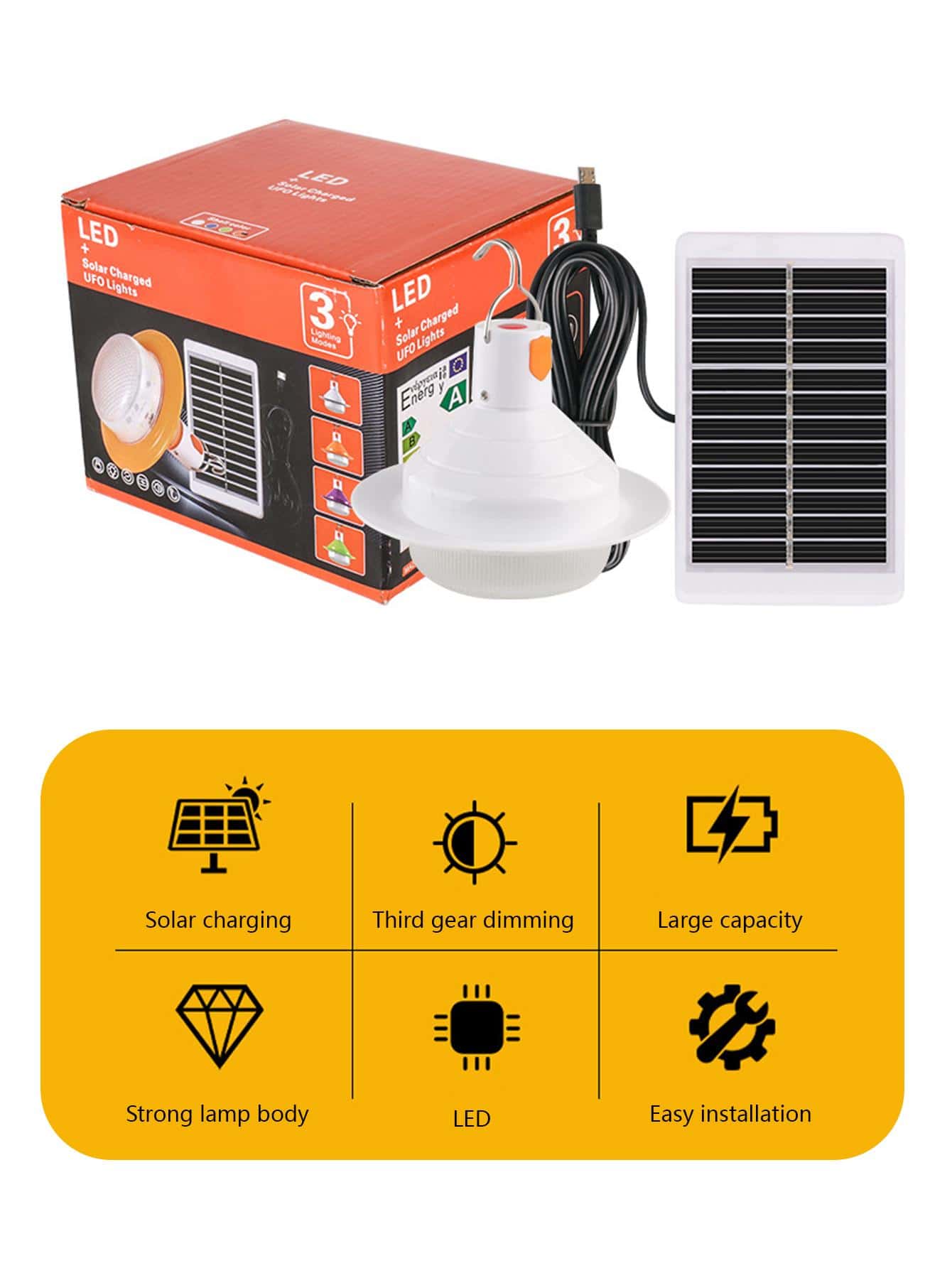 Solar Charging UFO Light Orange - Image 4