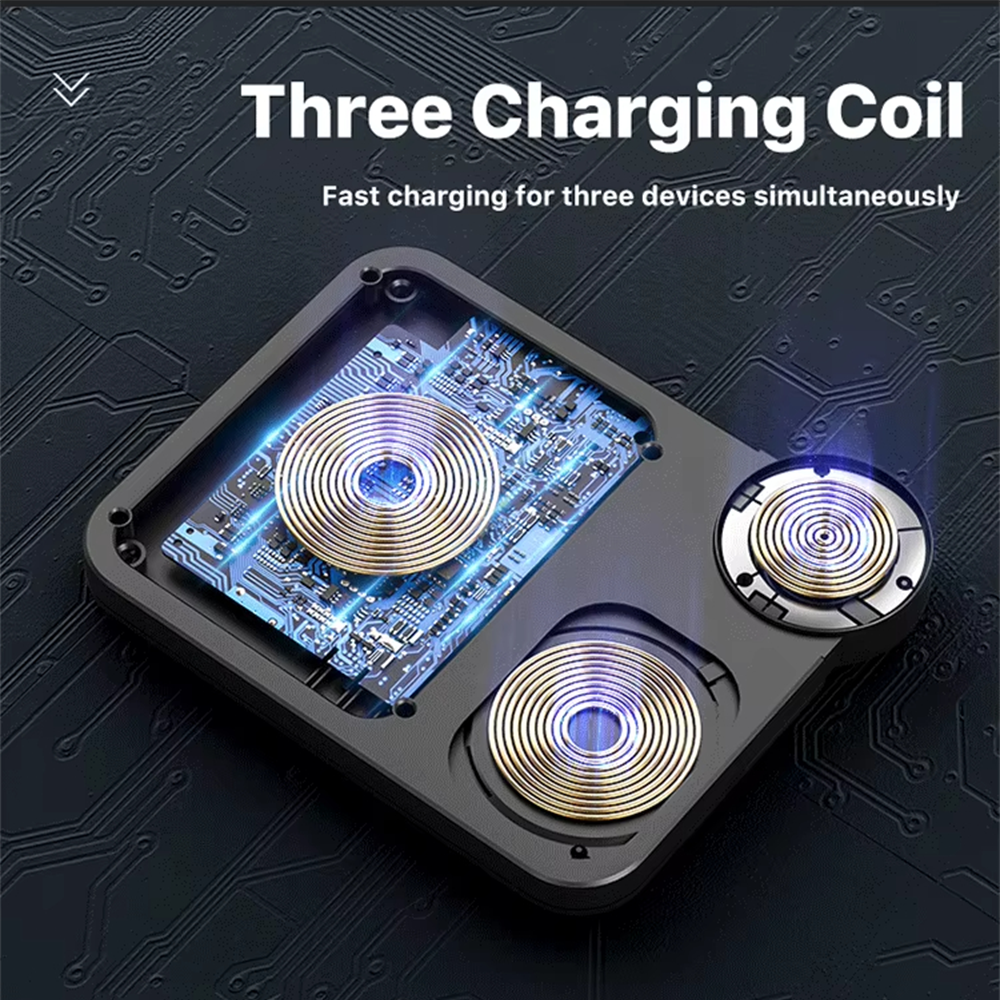3 IN 1 Wireless Charger Black - Image 4
