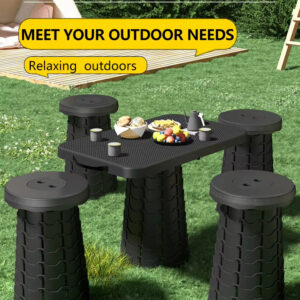 Folding Stool With Table Black