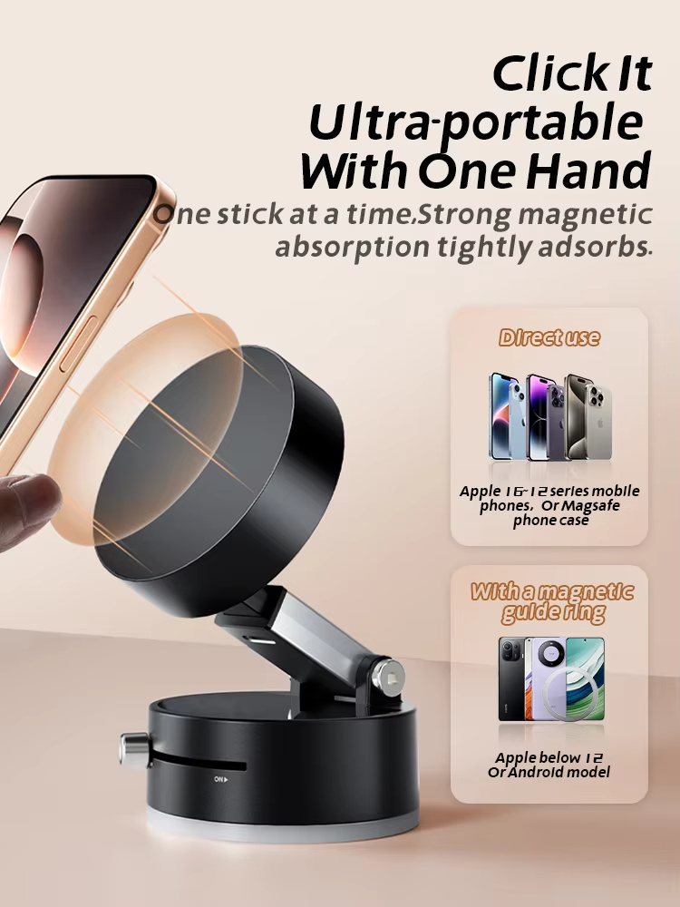 Phone Holder Vacuum Stand Type Black - Image 2