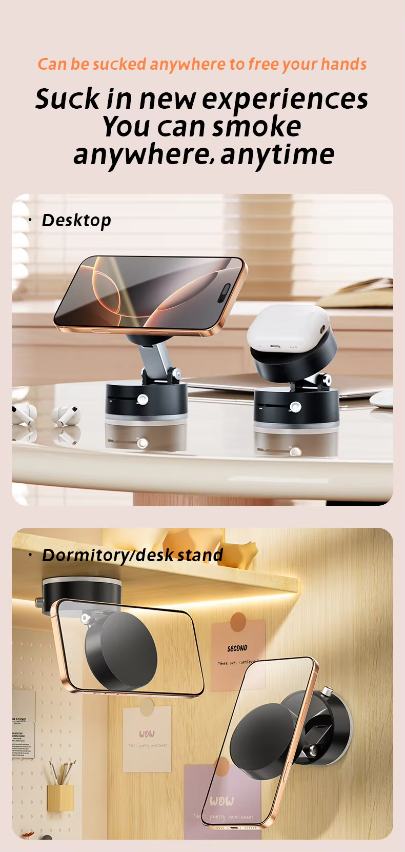 Phone Holder Vacuum Stand Type Black - Image 9