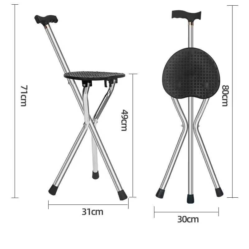 Folding Walking Stick/Seat Black - Image 3