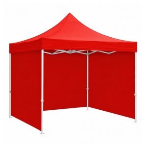 Folding Tent with Cover 3 Side Red