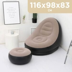 Foldable Inflatable Sofa with Footrest 116 x 98 x 83 cm - Brown