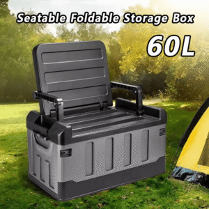 Multi-Functional 2 in 1 Camping Storage Box with Chair    علبة تخزين بلاستيك انطوائية