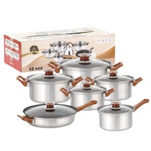 Stainless Steel Cookware Set [ Pcs (12) ]