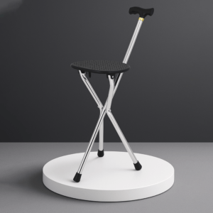 Folding Walking Stick/Seat Black