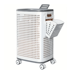 Foldable Large White Laundry Baskets 70L