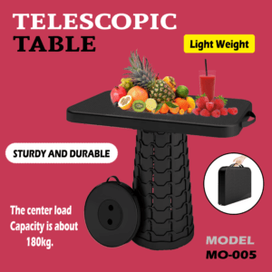 Folding Stool With Table Black