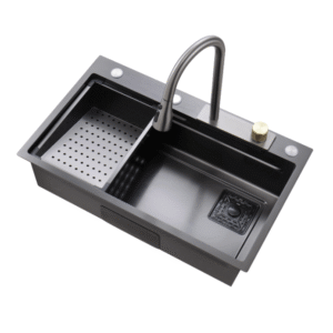 Stainless Steel Waterfall kitchen Sink Black All Function