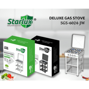 Powerful 4 Burner Gas Stove with Dual Storage Shelves by Starlux