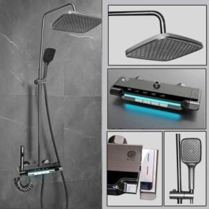 Shower Set Black with Shattaf with Led Light HD