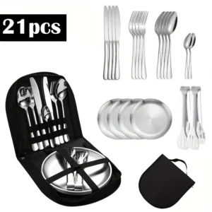 SS Camping Tableware Set [ 21-Pcs ]
